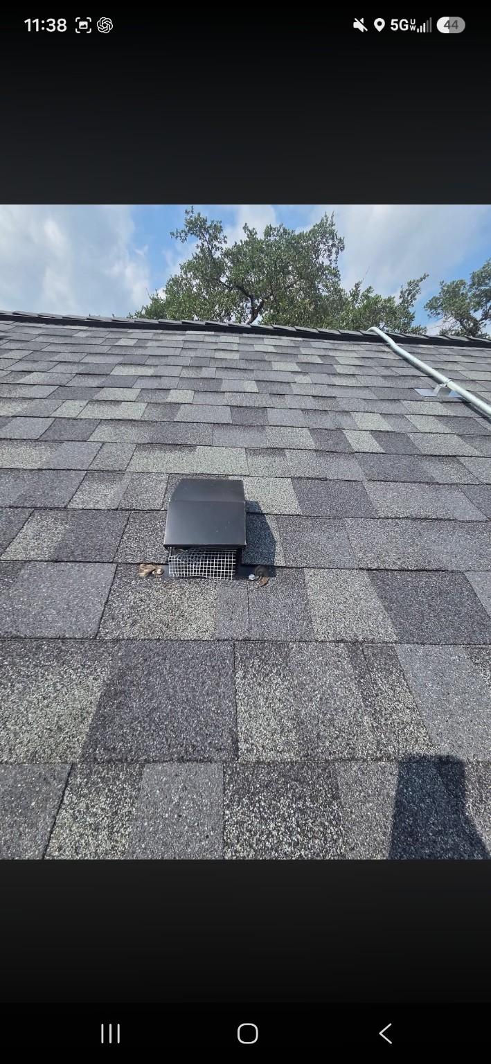 Screen mesh over a roof-mounted dryer exhaust outlet